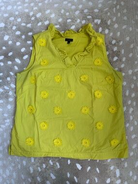 Talbots Ruffle Neck with Flower Detail Sleeveless Top Size Large